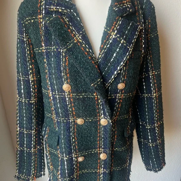Blank NYC Green and Blue Plaid Blazer - Picture 3 of 6